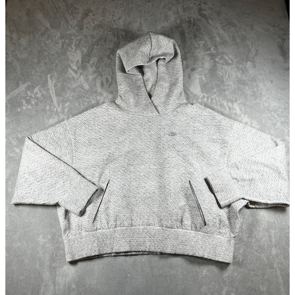 Nike Tech Pack Therma-FIT ADV Hoodie Womens Medium Gray Textured Knit Cropped